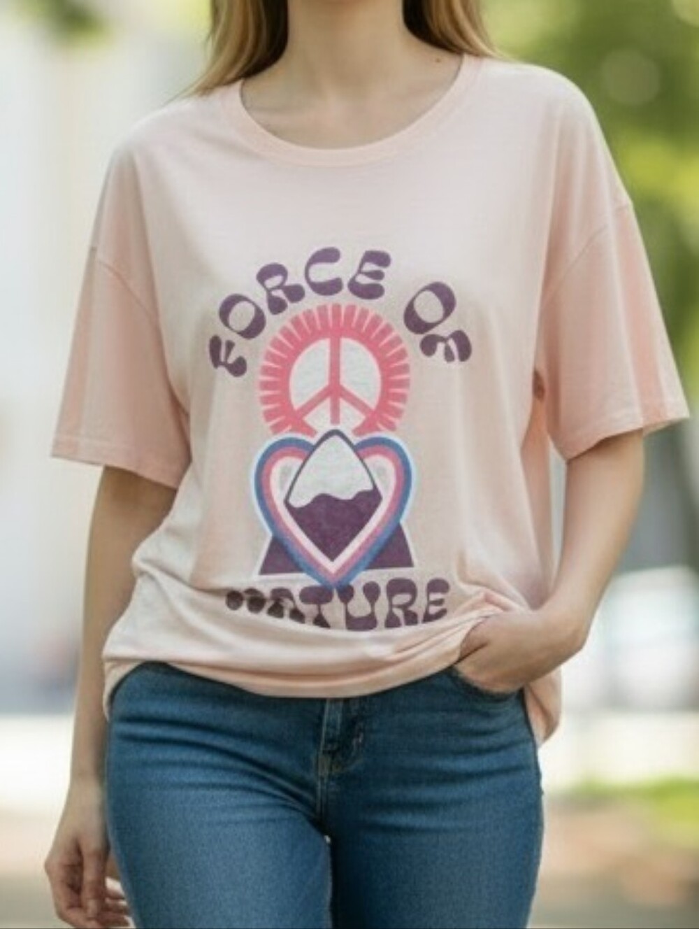 OLD NAVY  Peach 'Force of Nature' Graphic Short Sleeve Tee